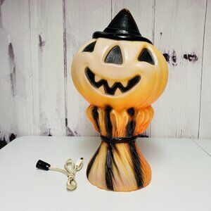 Vintage Halloween Blow Mold Jack O Lantern Pumpkin Haystack Witch Hat Empire '69
